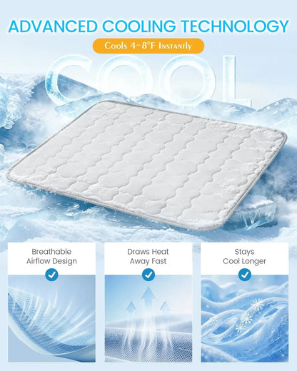 Extra Large Self-Cooling Dog Mat (47" x 32") - Breathable and Washable Pet Pad for Large Dogs, Ideal for Outdoor and Home Use in Summer - Gray