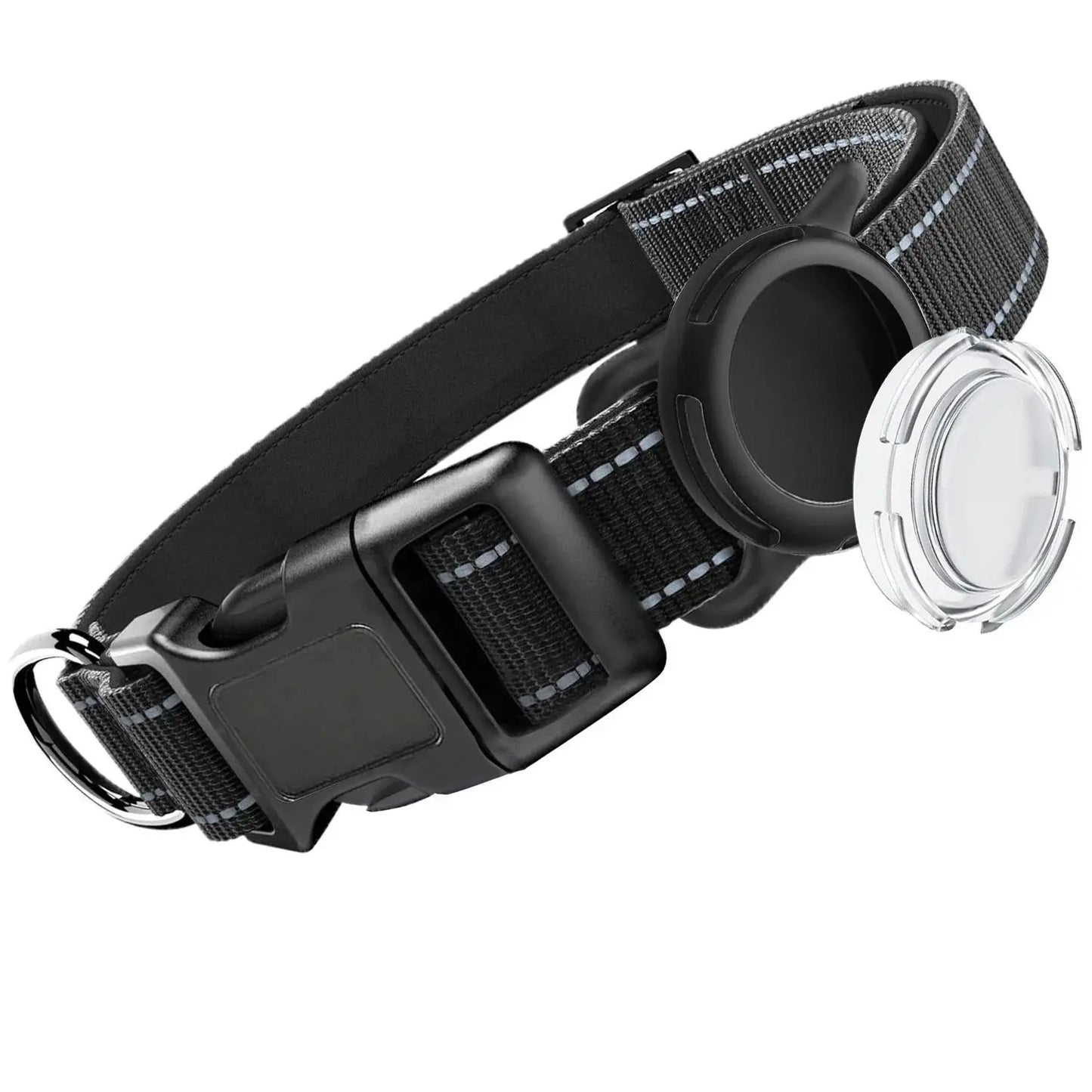 Premium Adjustable Dog Collar with Waterproof AirTag Case, Reflective Soft Padding for Large Dogs