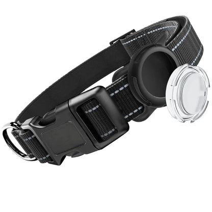 Premium Adjustable Dog Collar with Waterproof AirTag Case, Reflective Soft Padding for Large Dogs