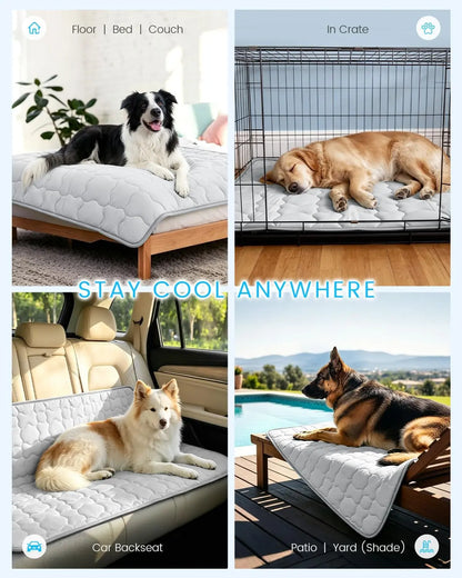 Extra Large Self-Cooling Dog Mat (47" x 32") - Breathable and Washable Pet Pad for Large Dogs, Ideal for Outdoor and Home Use in Summer - Gray