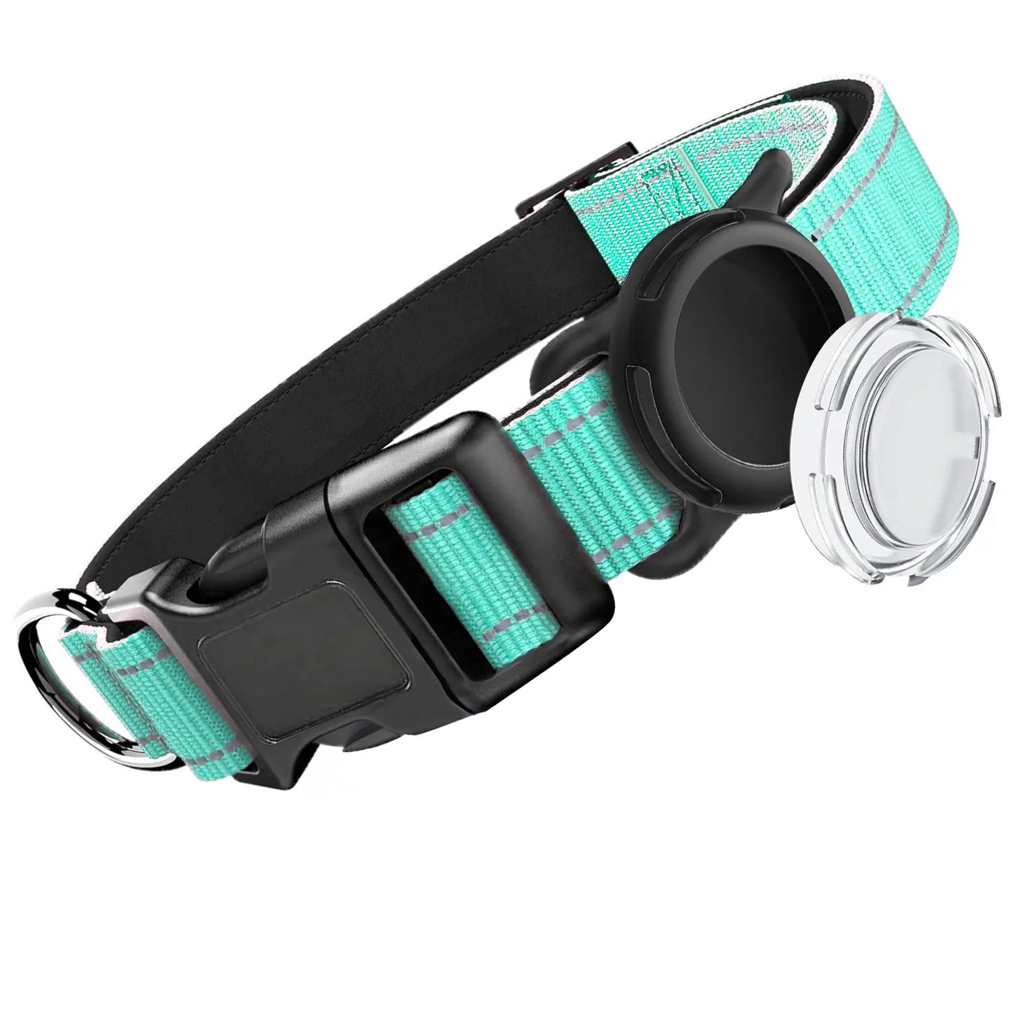 Premium Adjustable Dog Collar with Waterproof AirTag Case, Reflective Soft Padding for Large Dogs