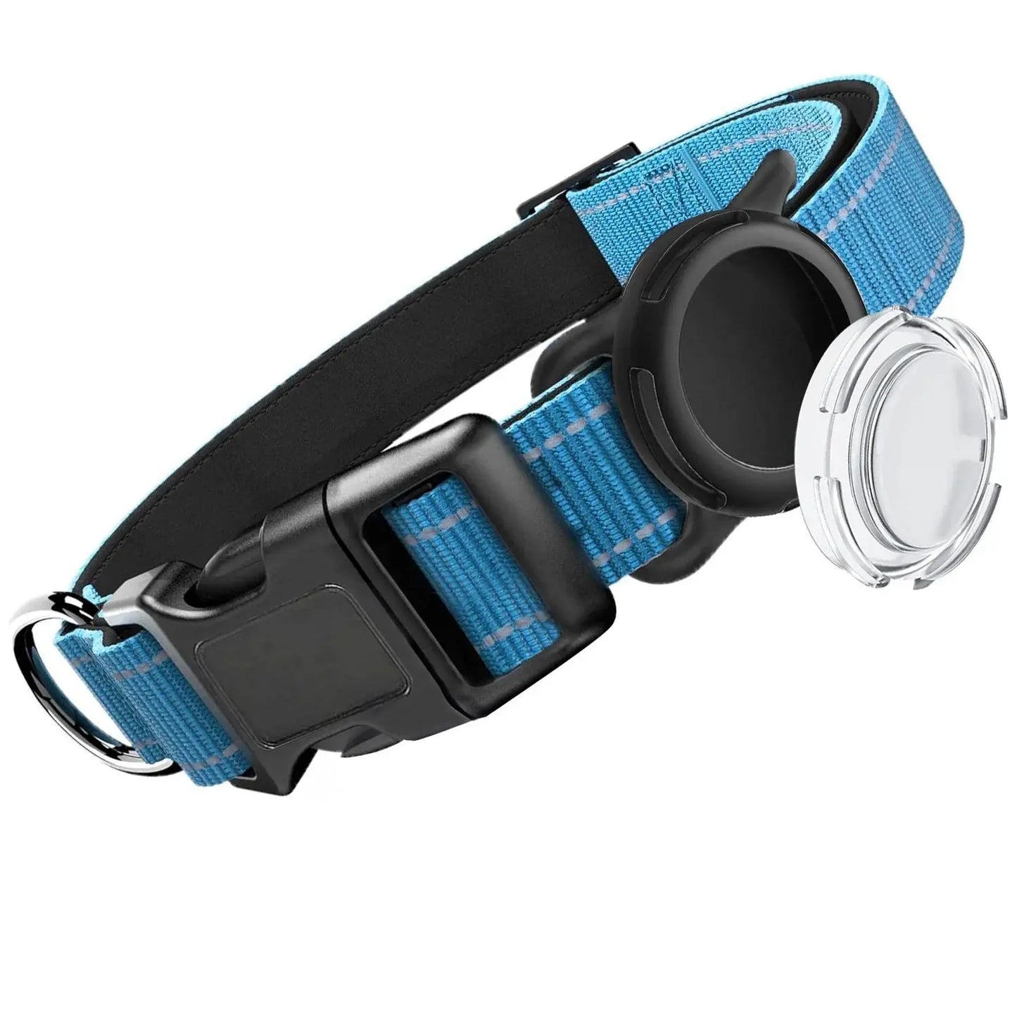 Premium Adjustable Dog Collar with Waterproof AirTag Case, Reflective Soft Padding for Large Dogs