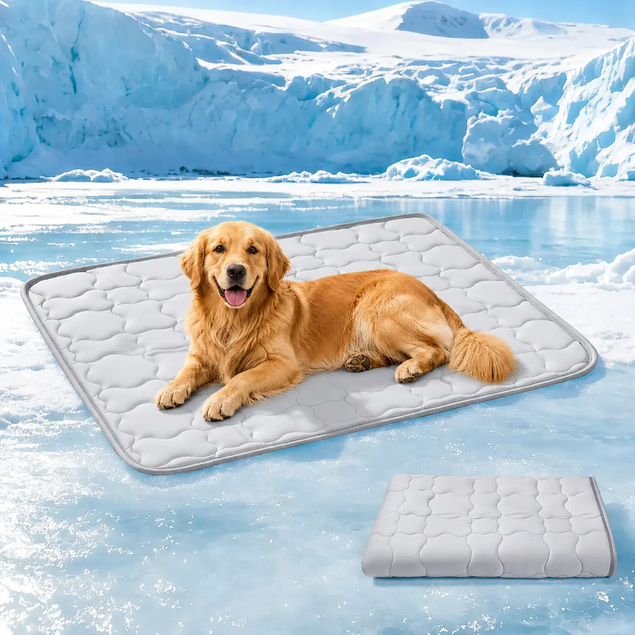 Extra Large Self-Cooling Dog Mat (47" x 32") - Breathable and Washable Pet Pad for Large Dogs, Ideal for Outdoor and Home Use in Summer - Gray