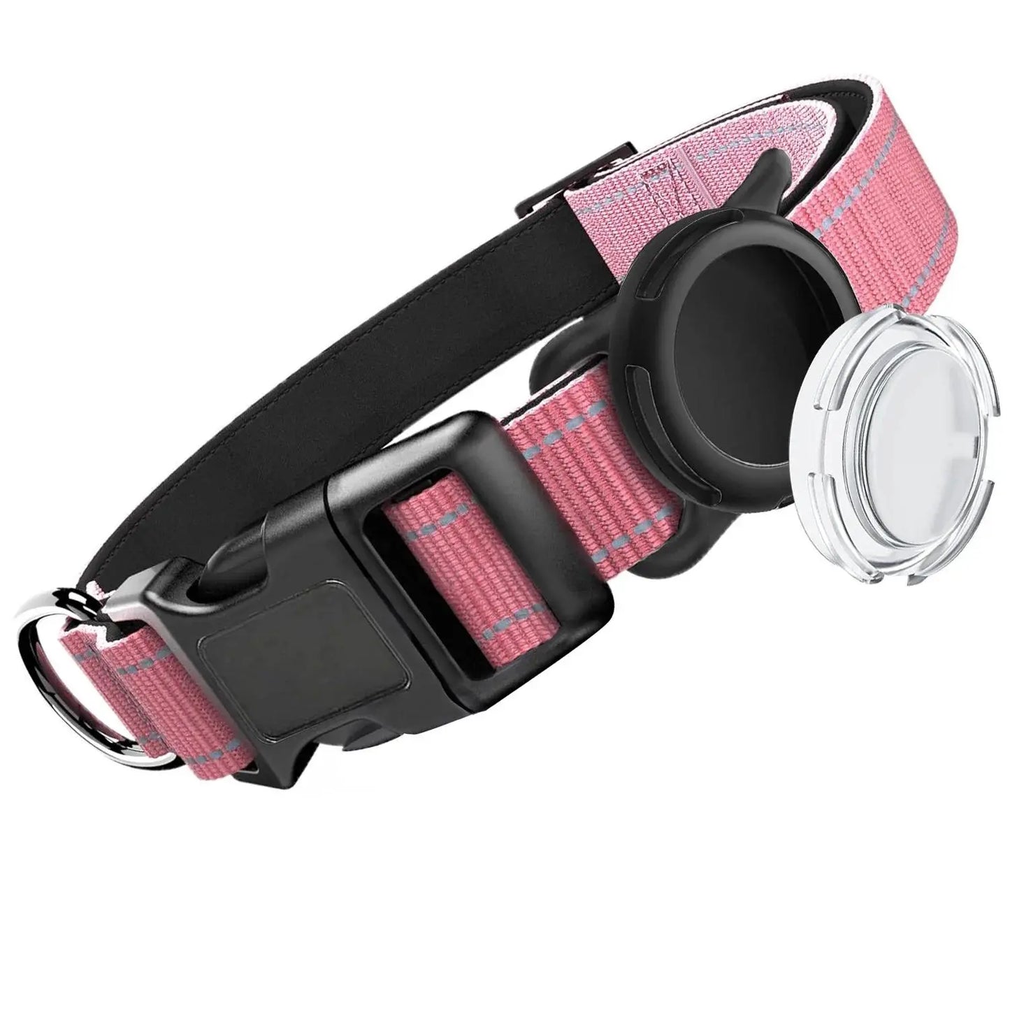 Premium Adjustable Dog Collar with Waterproof AirTag Case, Reflective Soft Padding for Large Dogs