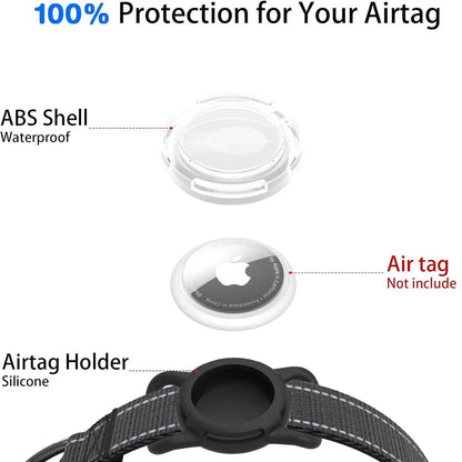 Premium Adjustable Dog Collar with Waterproof AirTag Case, Reflective Soft Padding for Large Dogs