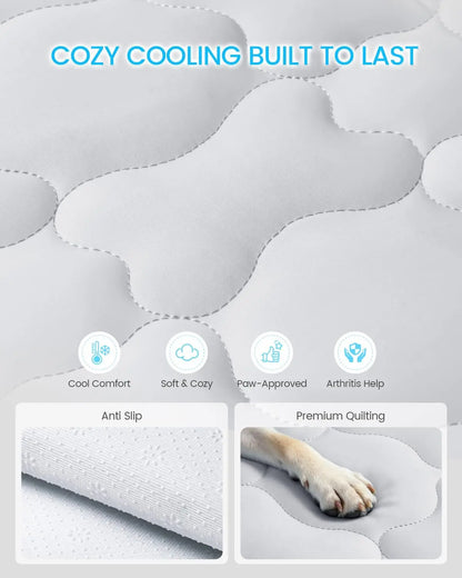 Extra Large Self-Cooling Dog Mat (47" x 32") - Breathable and Washable Pet Pad for Large Dogs, Ideal for Outdoor and Home Use in Summer - Gray